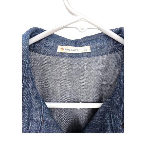 Marine Layer XS Joni Jumpsuit Dark Denim One Piece Outfit Wide Leg Short Sleeve - Picture 6 of 10